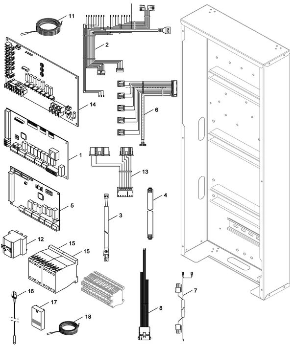 Exploded view Nefit (Bosch) A/W binnenunit 16.0 B: Schakelkast b
