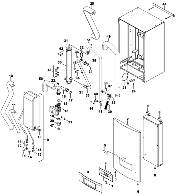 Exploded view Nefit (Bosch) A/W binnenunit 8.0 E: Hydraulische blok c bune
