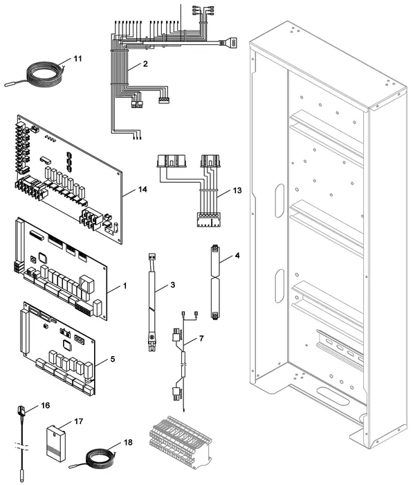 Exploded view Nefit (Bosch) A/W binnenunit 16.0 E: Schakelkast