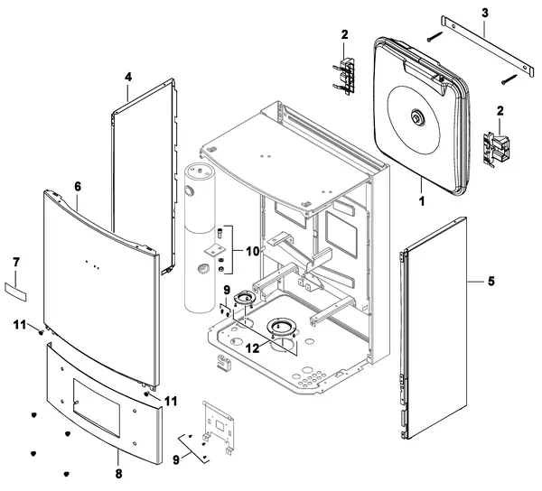 Exploded view Nefit (Bosch) IDU Split 8-15 E: Mantel