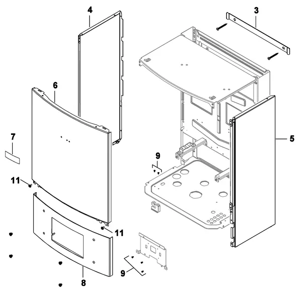 Exploded view Nefit (Bosch) Monoblock IDU 5-9 B: Mantel