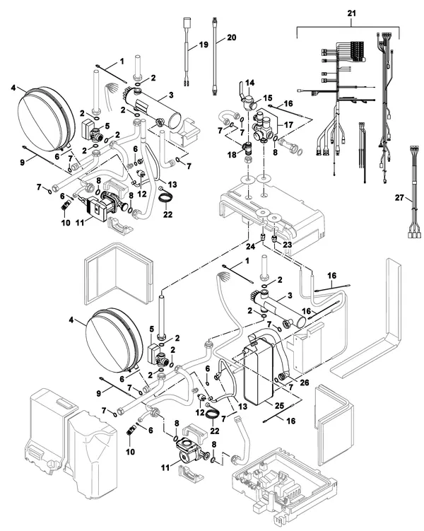 Exploded view Nefit (Bosch) IDU Split 2-6 TS: Ketelblok