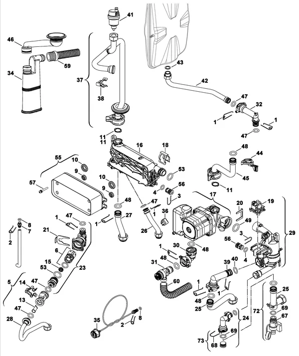 Exploded view Nefit (Bosch) BaseLine HRC24 CW4: Hydrauliek