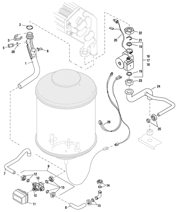 Exploded view Nefit (Bosch) EcomLine Classic HRC 22H: Pomp leidingen