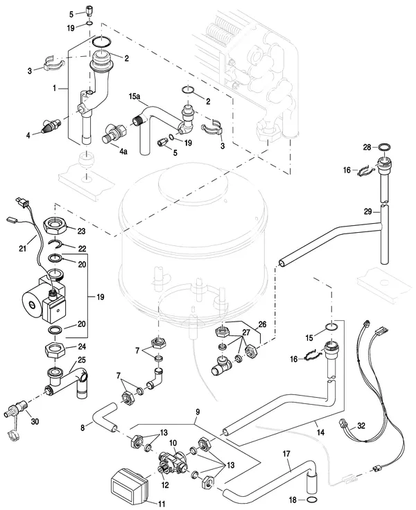 Exploded view Nefit (Bosch) EcomLine Classic HRC 30V: Pomp leidingen