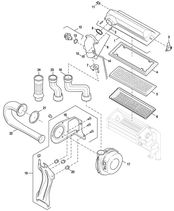 Exploded view Nefit (Bosch) EcomLine Classic HR 22: Gas ventilator