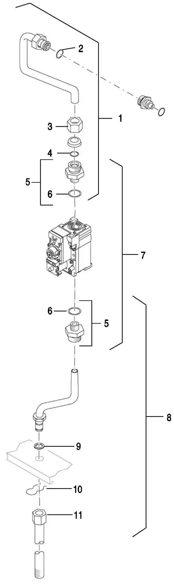 Exploded view Nefit (Bosch) EcomLine Classic HR 30: Gasblok