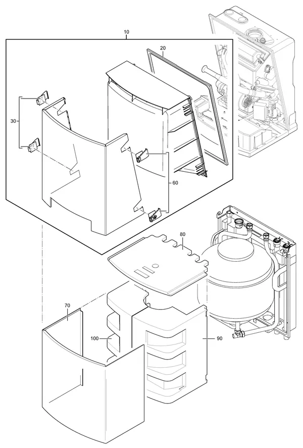 Exploded view Nefit (Bosch) EcomLine Elite HRC 30 CW5: Mantel