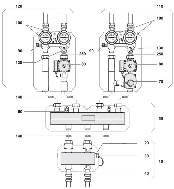 Exploded view Nefit (Bosch) EcomLine Elite HRC 30 CW5: Open verdeler