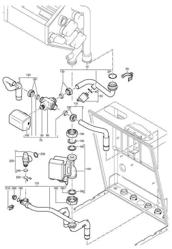 Exploded view Nefit (Bosch) EcomLine Elite HRC 30 CW5: Pomp leidingen