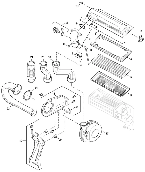 Exploded view Nefit (Bosch) EcomLine Excellent HRC 30V CW5: Brander ventilator