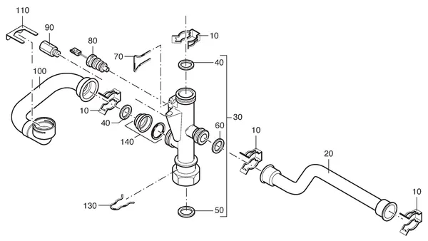 Exploded view Nefit (Bosch) Economy VRC24S: Aansluitdelen