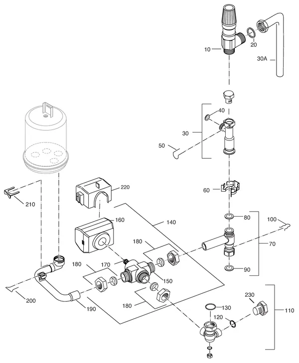 Exploded view Nefit (Bosch) Economy HRC24 Uitgebreid: Retourcircuit