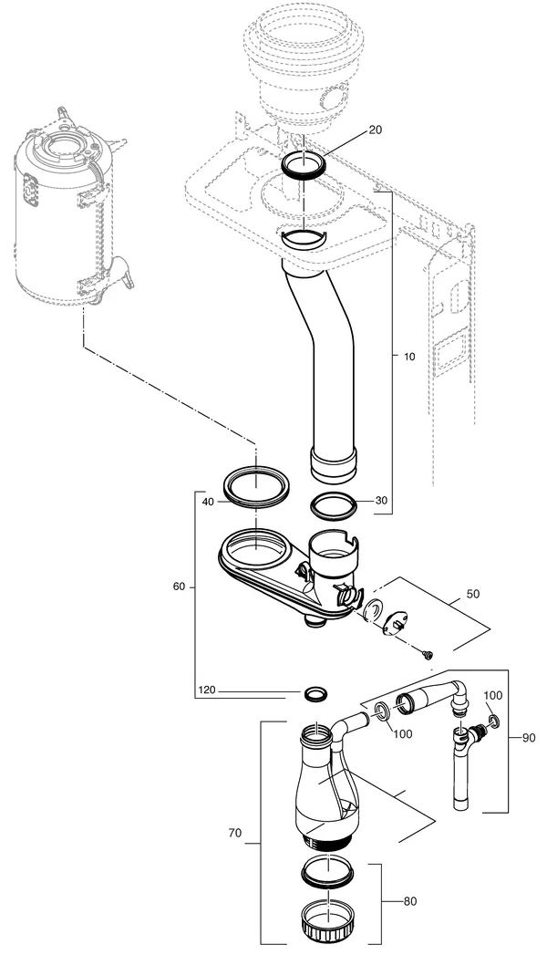 Exploded view Nefit (Bosch) Economy HRC24 Uitgebreid: Sifon