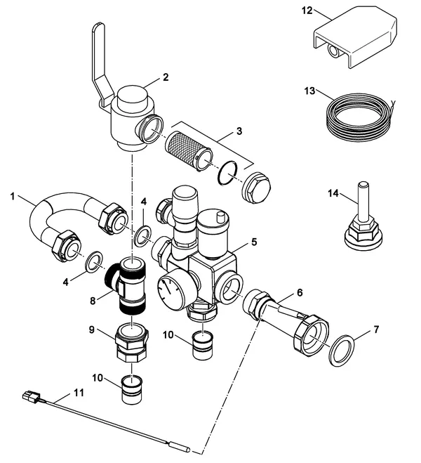 Exploded view Nefit (Bosch) Monoblock IDU 5-9 TS: Aansluitdelen