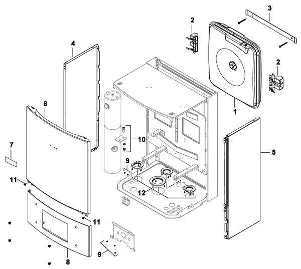 Exploded view Nefit (Bosch) Monoblock IDU 13-17: Mantel
