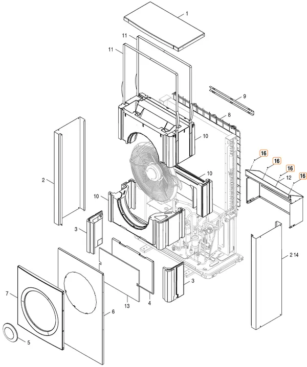 Exploded view Nefit (Bosch) Monoblock ODU 9 S: Mantel