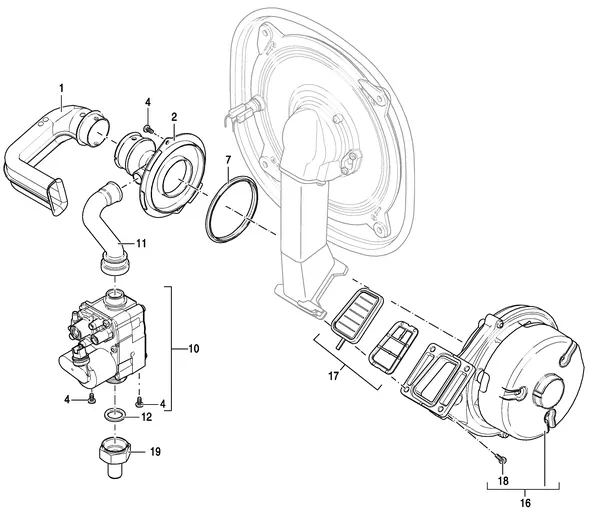Exploded view Nefit (Bosch) ProLine NxT HRC 24 CW3: Gas ventilator