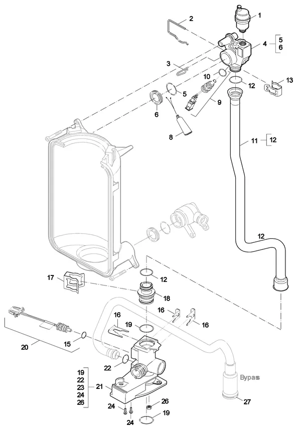 Exploded view Nefit (Bosch) SmartLine Basic HR 24: Aanvoer