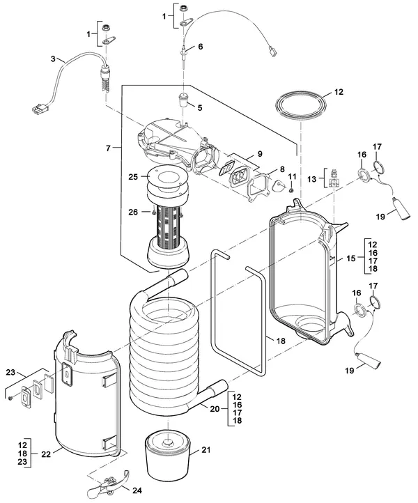 Exploded view Nefit (Bosch) SmartLine Basic HR 24: Wisselaar