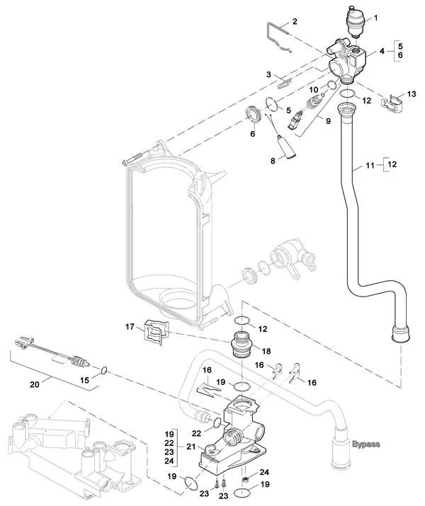 Exploded view Nefit (Bosch) SmartLine Basic HRC 24 CW4: Aanvoer