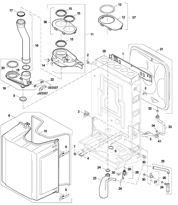 Exploded view Nefit (Bosch) SmartLine HRC 24 CW3: Frame