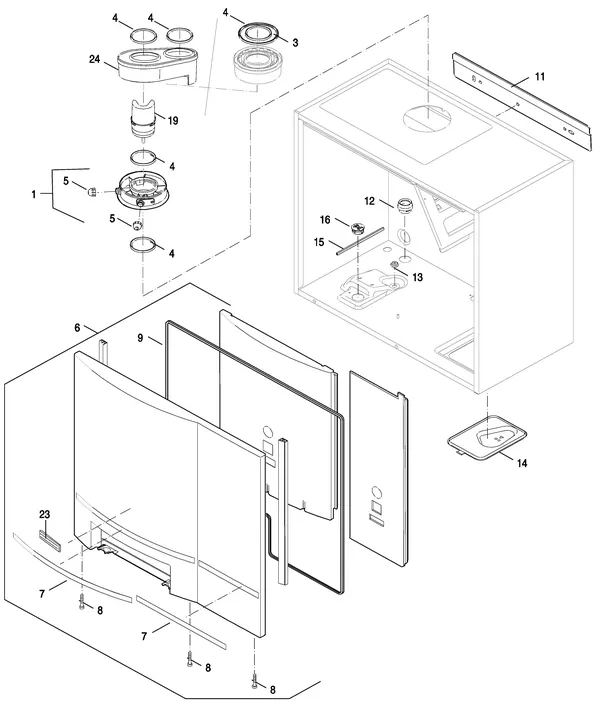 Exploded view Nefit (Bosch) TopLine Aquapower HRC 25 CW4 II: Mantel