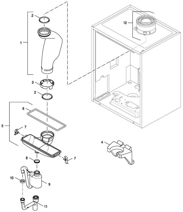 Exploded view Nefit (Bosch) TopLine Aquapower+ HRC 30 CW6: Rookgasafvoer
