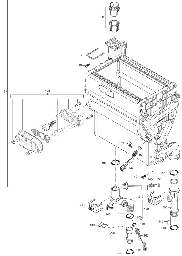 Exploded view Nefit (Bosch) TopLine HR 25: Warmtewisselaar