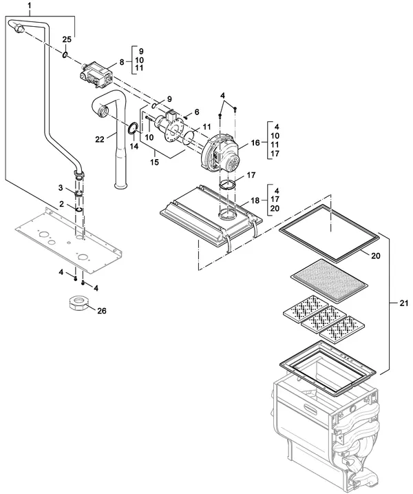 Exploded view Nefit (Bosch) TopLine HR 70: Gas ventilator