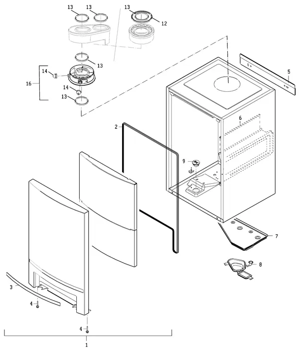 Exploded view Nefit (Bosch) TopLine Compact HRC 25 CW4: Mantel