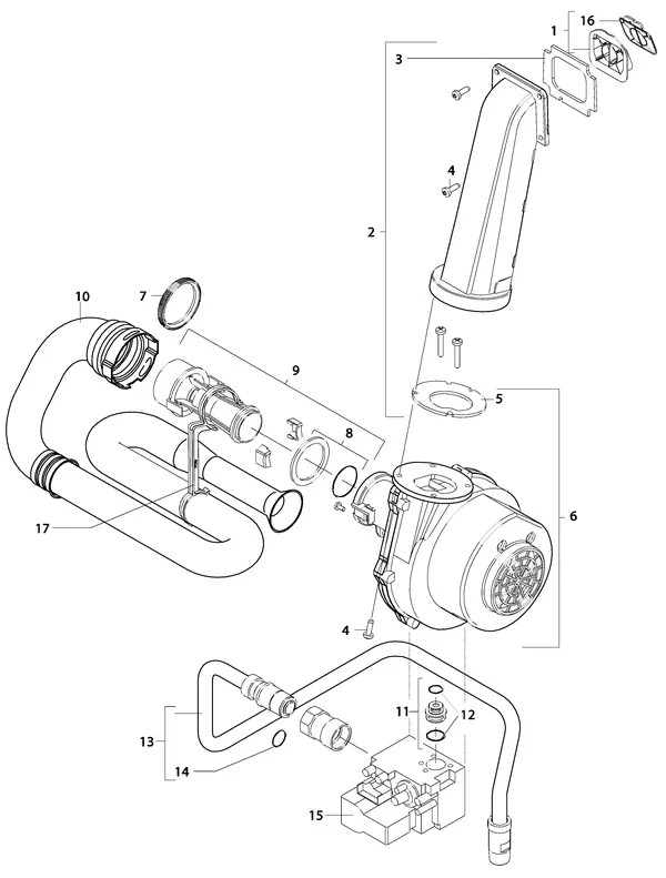 Exploded view Nefit (Bosch) TopLine Compact HRC 25 CW4: Ventilator