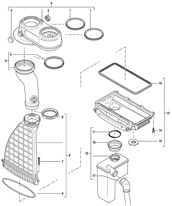 Exploded view Nefit (Bosch) TrendLine HRC30 CW5: Rookgasafvoer