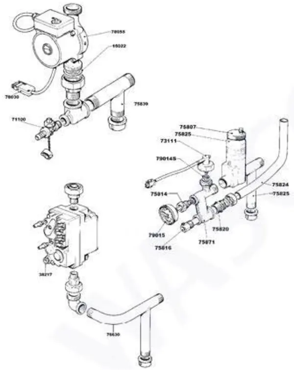 Exploded view Nefit (Bosch) Turbo 21C: Pomp gasblok airclon