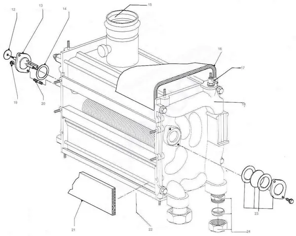 Exploded view Nefit (Bosch) Turbo 21C: Wisselaar