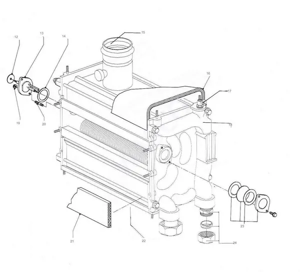 Exploded view Nefit (Bosch) Turbo 45: Wisselaar