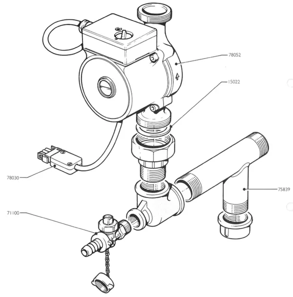 Exploded view Nefit (Bosch) Turbo 80 T21: Retourcircuit