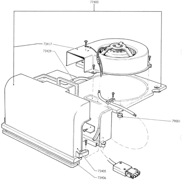 Exploded view Nefit (Bosch) Turbo 80 T21: Ventilatorunit