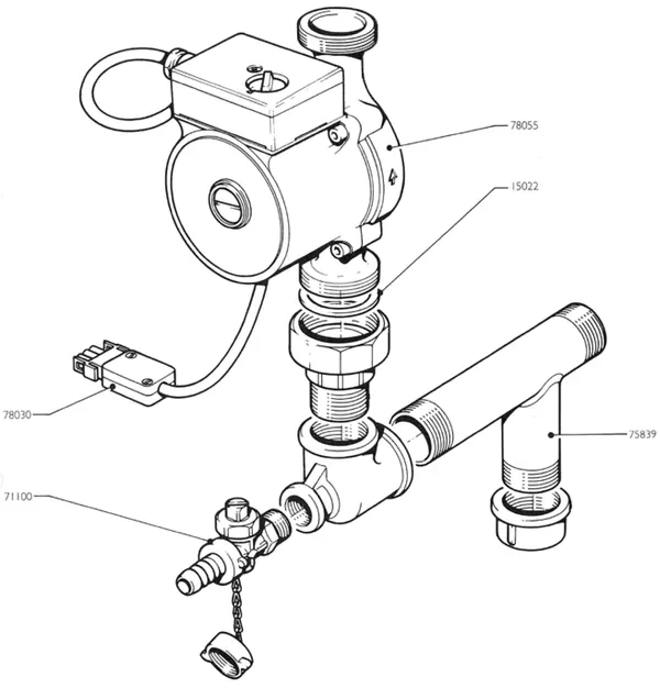 Exploded view Nefit (Bosch) Turbo 80 T32: Retourcircuit