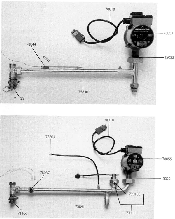 Exploded view Nefit (Bosch) Turbo 80 T45: Pomp met leiding