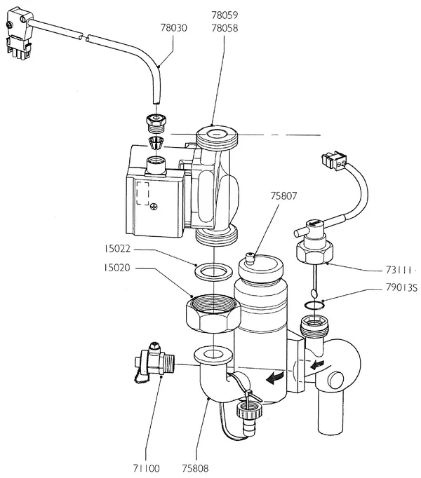 Exploded view Nefit (Bosch) Turbo 90 HR21: Retourcircuit