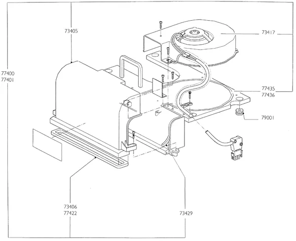 Exploded view Nefit (Bosch) Turbo 90 HR21: Ventilator