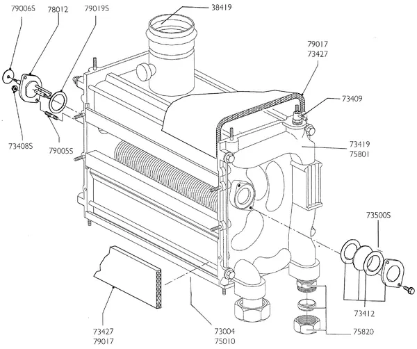 Exploded view Nefit (Bosch) Turbo 90 HR21: Warmtewisselaar