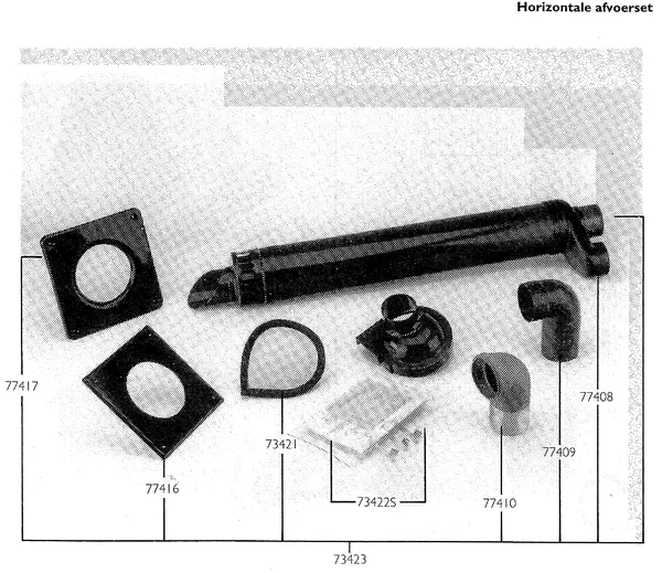 Exploded view Nefit (Bosch) Turbo 90 HR32: Horizontale afvoerset