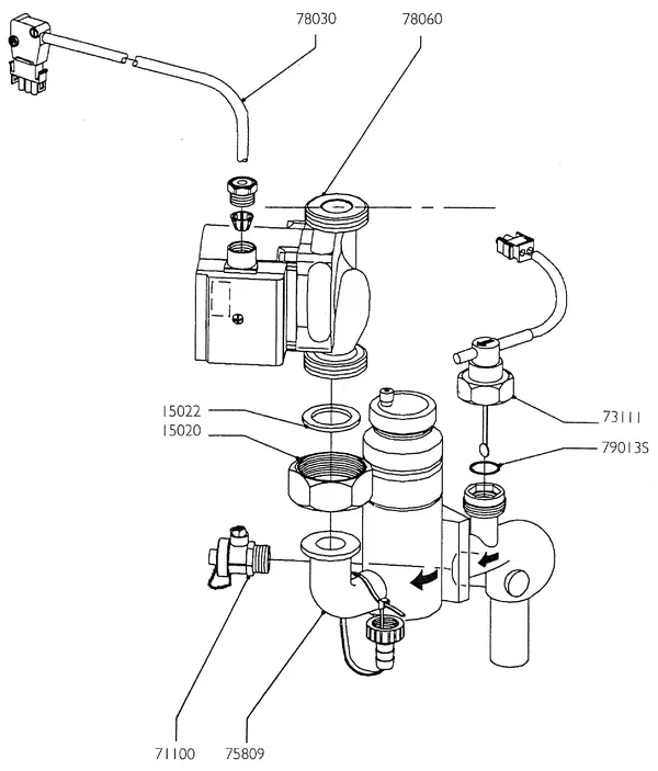 Exploded view Nefit (Bosch) Turbo 90 HR45: Retourcircuit
