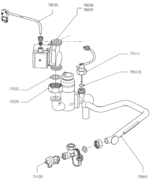 Exploded view Nefit (Bosch) Turbo 90 HRC21H: Retourcircuit