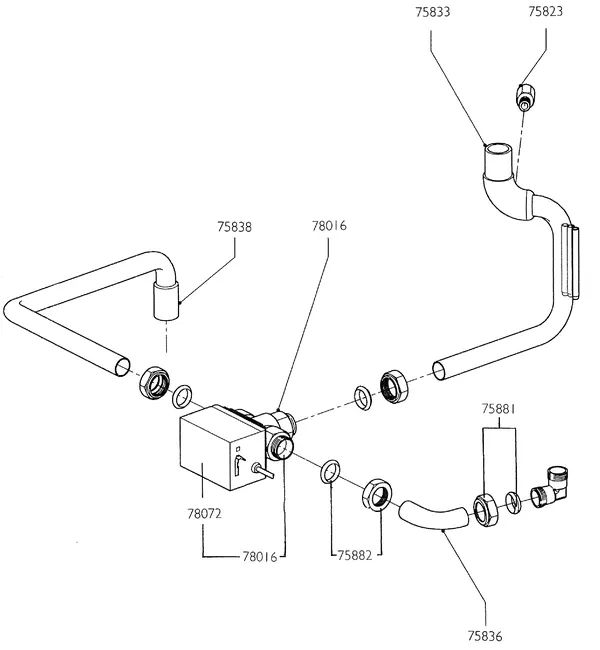 Exploded view Nefit (Bosch) Turbo 90 HRC32H: Aanvoercircuit