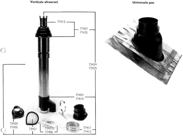 Exploded view Nefit (Bosch) Turbo 90 HRC32V: Verticale afvoerset