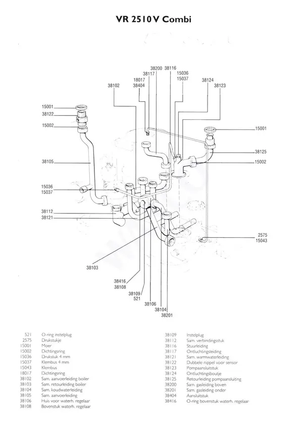 Exploded view Nefit (Bosch) VR 2510V Combi: Leidingen