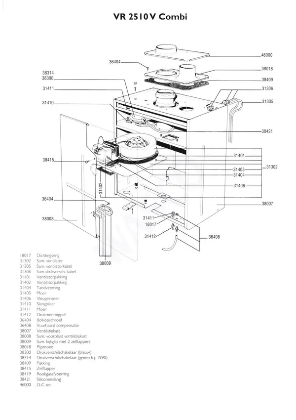Exploded view Nefit (Bosch) VR 2510V Combi: Ventilatorkast